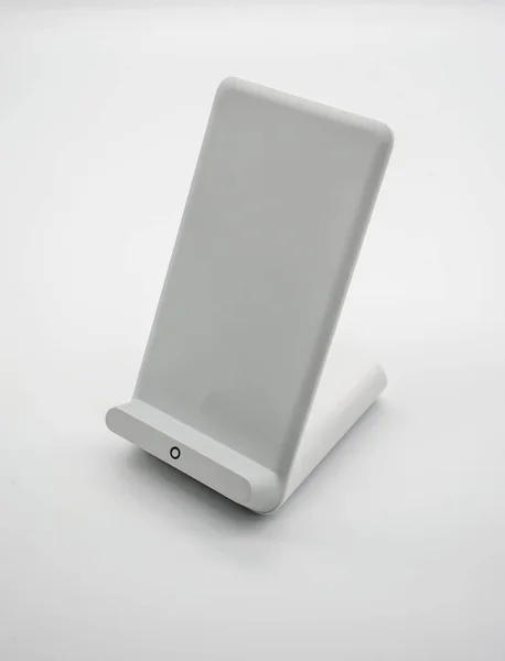 White Wireless Charger Stand Modern Design Isolated White Background — Stock Photo, Image