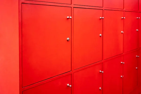Red Locker Room Closed Doors Free Service Fitness School Stock Picture