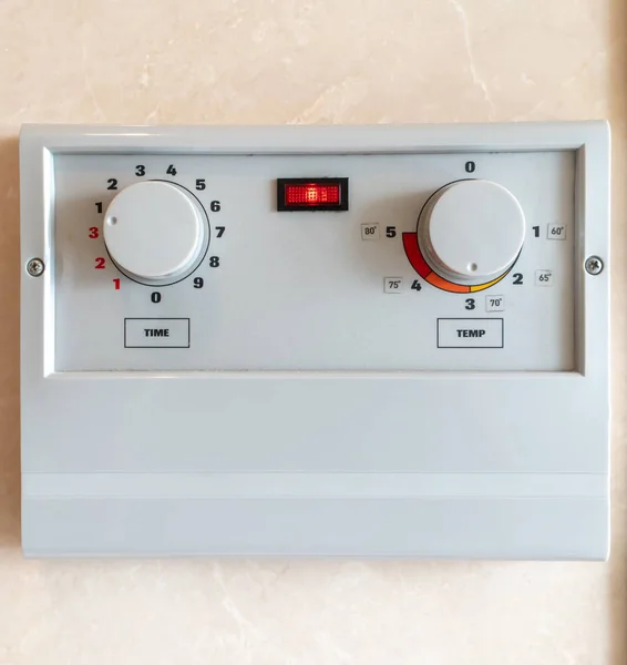 Interruptor Controlador Aire Acondicionado Fondo Mármol Blanco — Foto de Stock