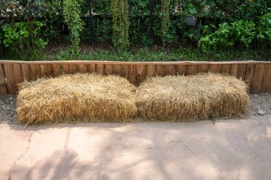 Kuru baled saman balya yığını, kırsal kırsal saman arka plan.