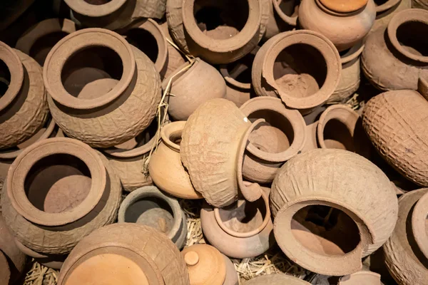 Broken and used traditional asian clay pots.