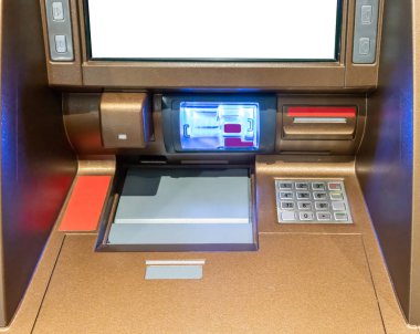Kahverengi ve gole Atm makineleri. İstasyon otomatik makineleri ile