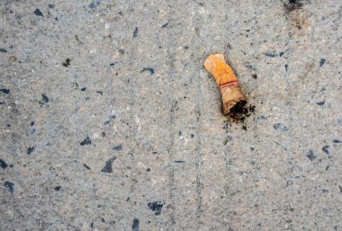 alan ile asfalt üzerinde parçalanmış sigara izmariti yakın çekim