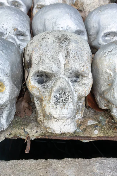 Esculturas Cráneo Artificial Oxidado Para Cremación Decoración Fondo —  Fotos de Stock