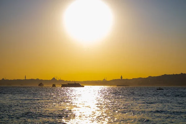 Krajobraz Miasta Istambułu Zachodzie Słońca — Zdjęcie stockowe
