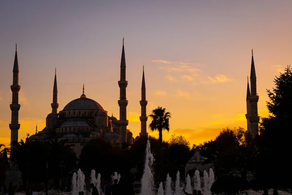 Mosquée Sultanahmet Mosquée Bleue Coucher Soleil — Photo