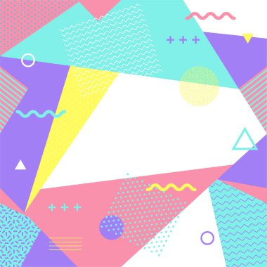 Memphis Dikişsiz desen renkli. Geometrik seamless modeli farklı şekiller 80's-90's tarzı moda. Vektör çizim