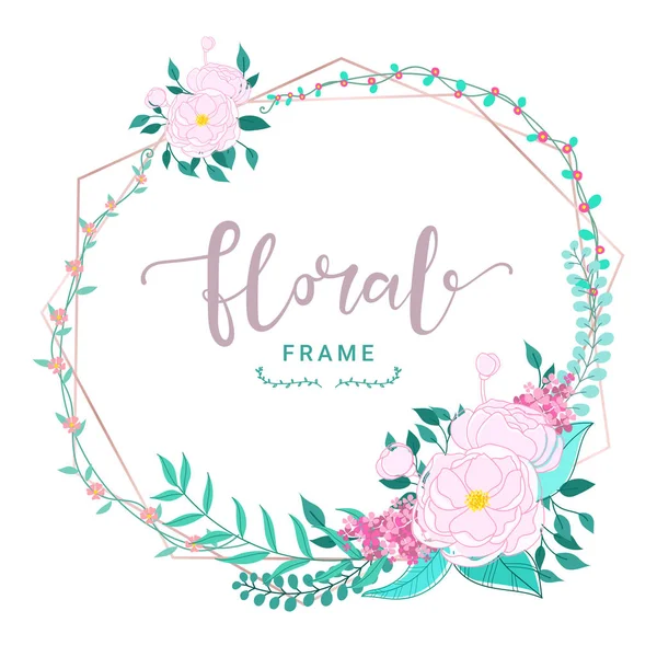 Blumenrahmen Für Hochzeitseinladung Grußkartendesign Banner Und Druckvorlage Vektorillustration — Stockvektor