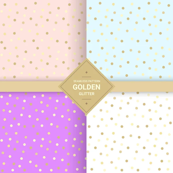 Goldenes Glitzermuster Auf Pastellfarbenem Hintergrund Memphis Polka Dot Background 80Er — Stockvektor