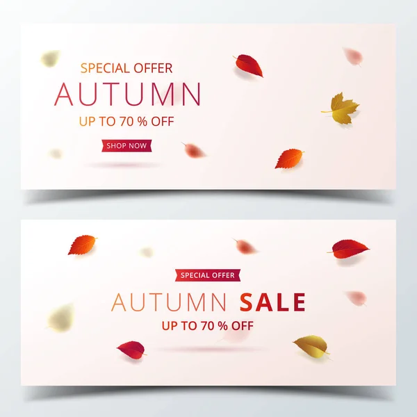 Herbst Verkauf Banner Layout Vorlage Luxus Design Dekorieren Mit Ahorn — Stockvektor