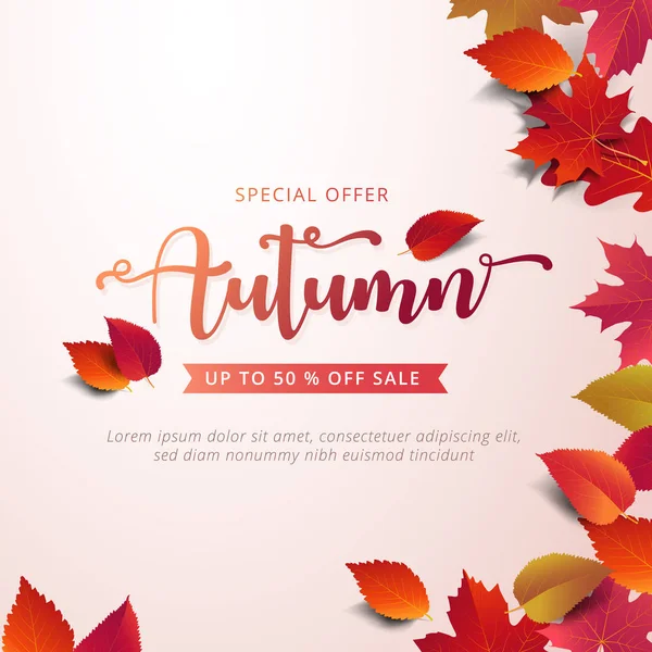 Plantilla de diseño de banner de promoción de otoño diseño moderno decorar w — Vector de stock