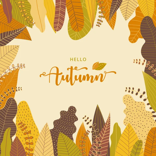 Plantilla Diseño Fondo Otoño Decorar Con Hoja Tono Color Cálido — Archivo Imágenes Vectoriales