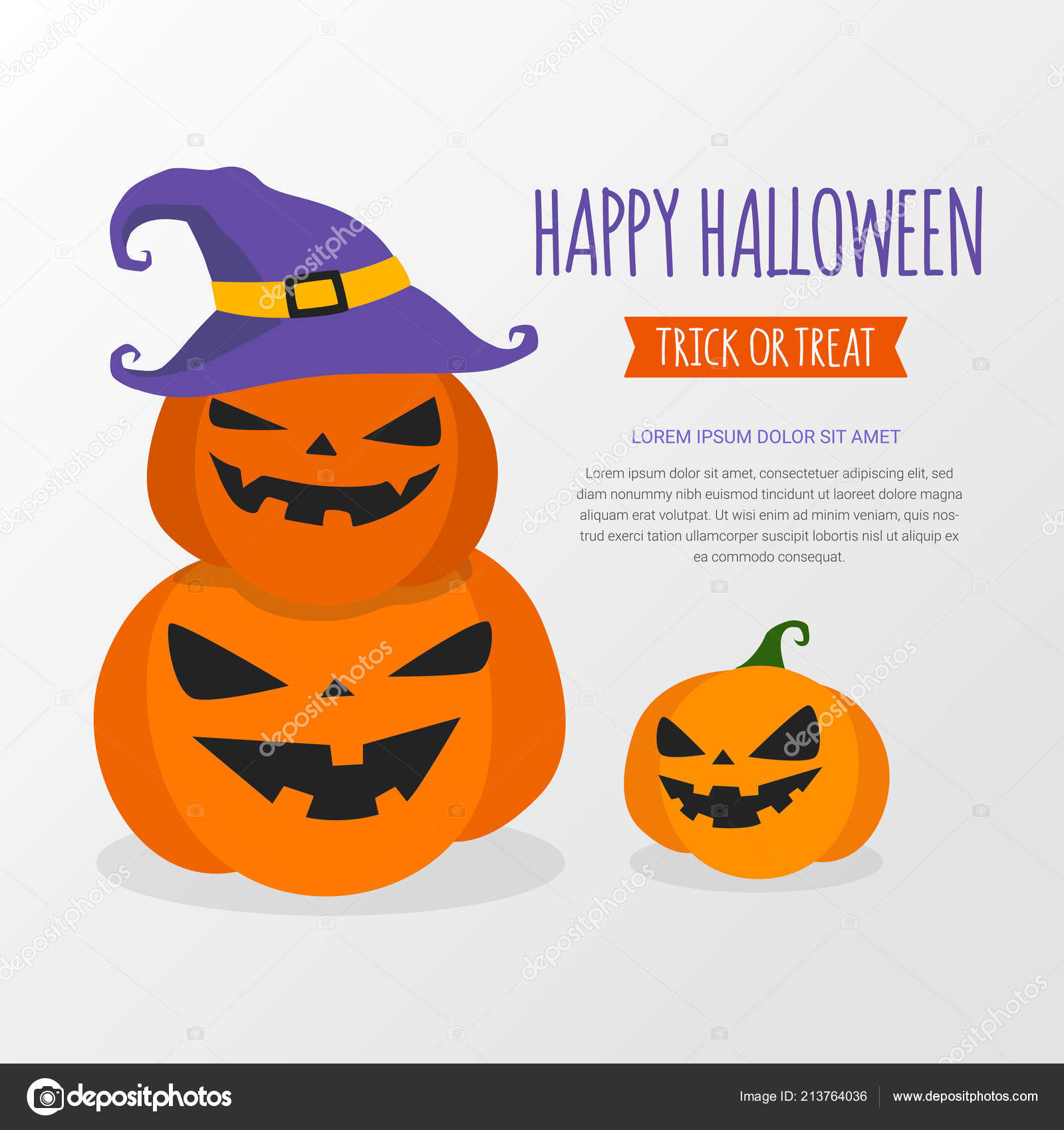 Happy Halloween Banner Design Vorlage Kürbis Mit Hexenhut Auf Weißem