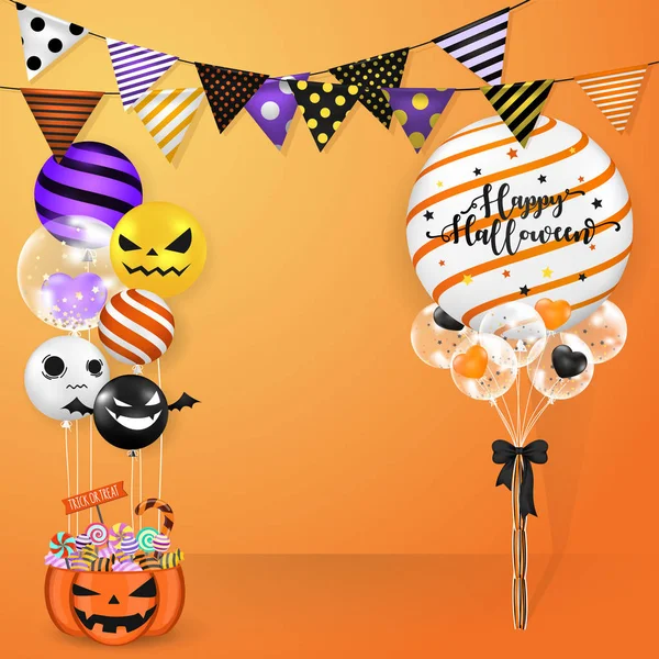 Transparent Tło Halloween Ozdoba Pomarańczowym Tle Flaga Realistyczne Halloween Party — Wektor stockowy
