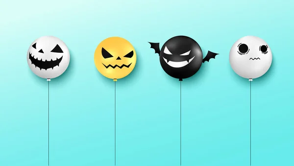 Şirin Halloween Arka Plan Tasarımı Gerçekçi Cadılar Bayramı Hava Balonları — Stok Vektör