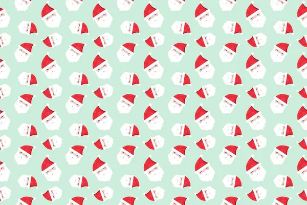 Buon Natale Modello Collezione Senza Soluzione Continuità Babbo Natale Sfondo — Vettoriale Stock
