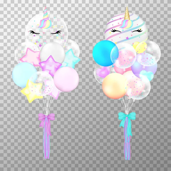 Realistic Unicorn balloons on transparent background.