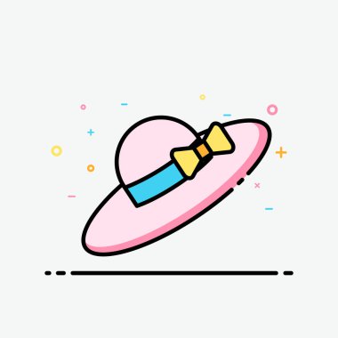 Plaj şapka kadın clipart dolu anahat tarzında renkli 