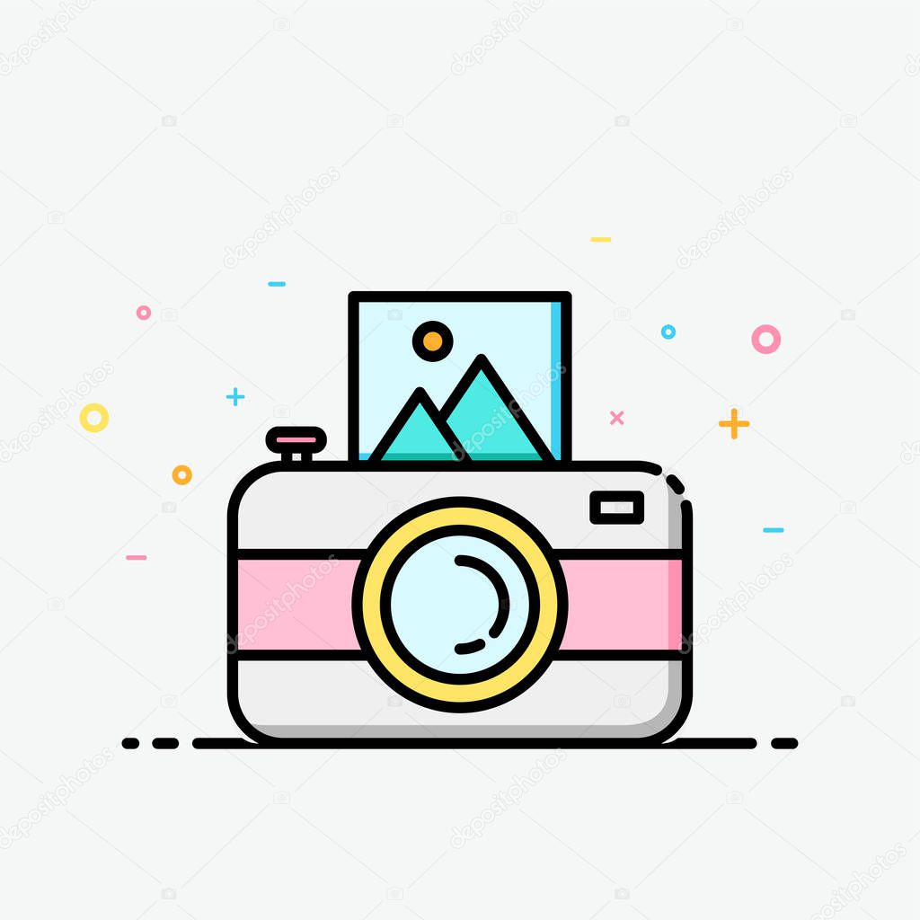 Camera icon colorful in filled outline style for decorated 