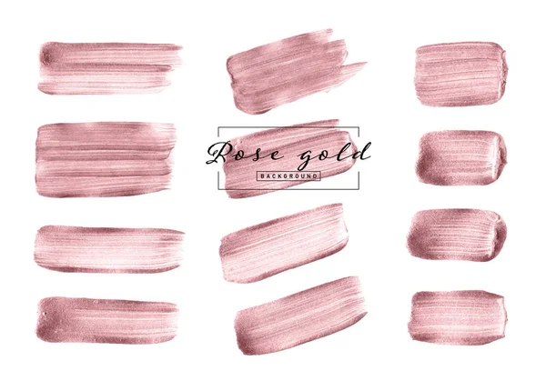 Beyaz arka plan üzerinde izole set çizilmiş gül altın fırça el çizilmiş 