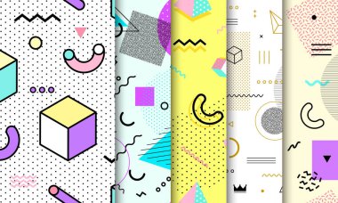 Memphis sorunsuz desen koleksiyonu. Geometrik dikişsiz desen 