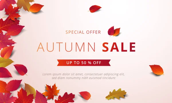 Plantilla de diseño de banner de venta de otoño decorar — Vector de stock