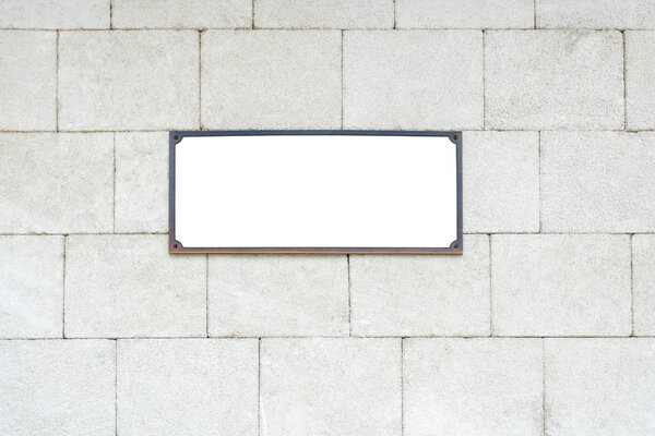 Blank white sign on the wall texture.