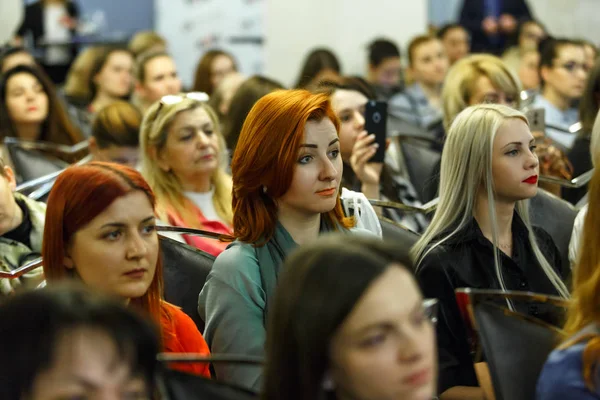 Chisinau, Republic of Moldova - March 29, 2018: audience in hall at a business conference. — Stock Photo, Image
