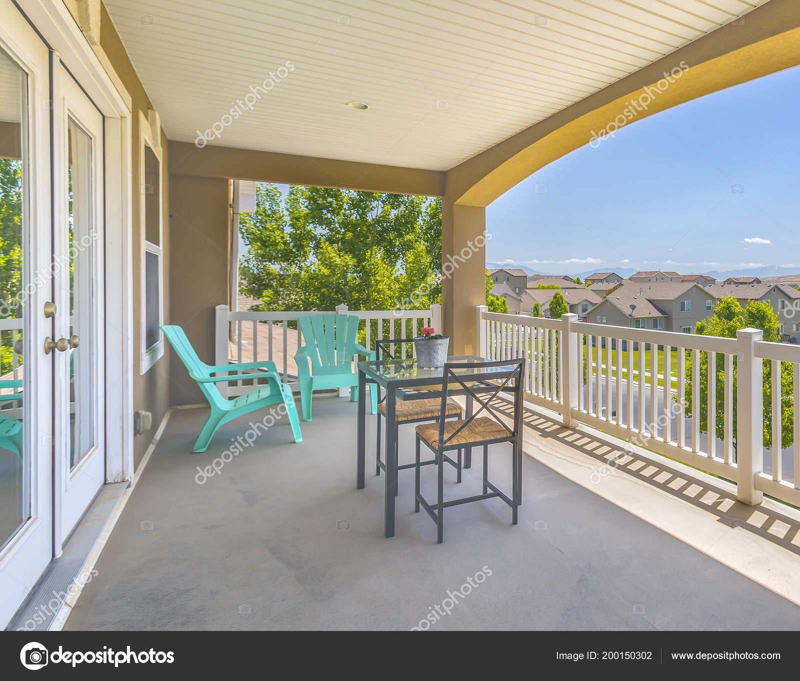 Patio Area Off Of Master Bedroom Stock Photo