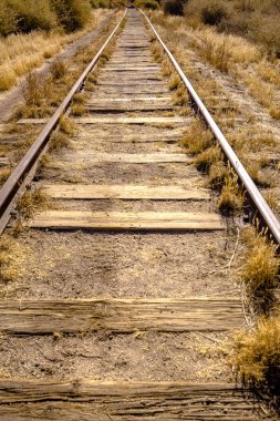 Tren yolu ile kuru vegetaion çölde