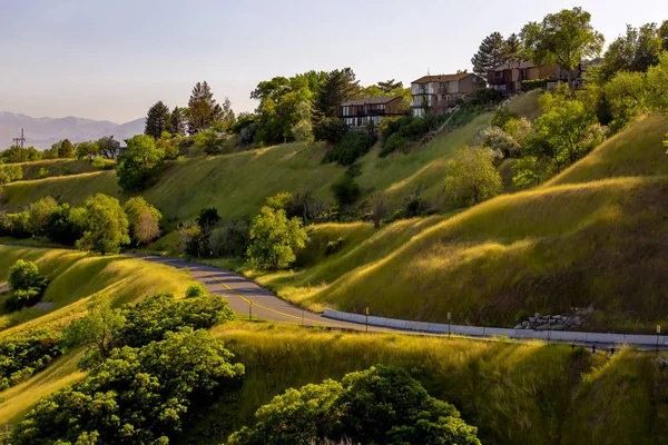 Salt Lake City Views of homes and bike path — Stock Photo, Image