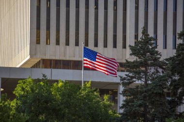Amerikan bayrağı kahramanca rüzgarda