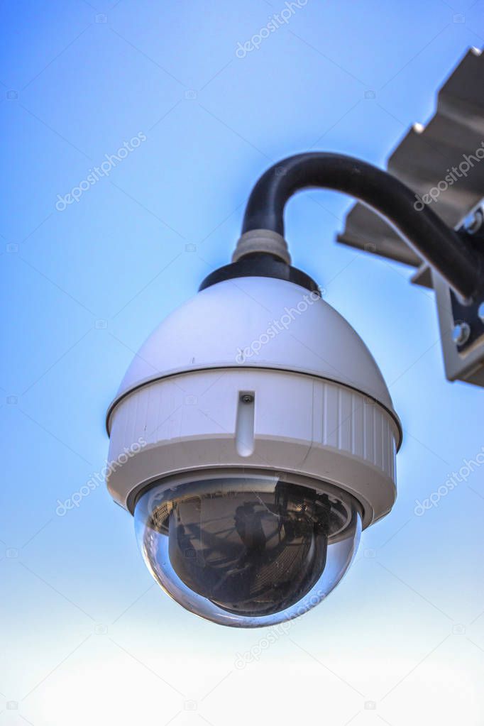 White dome security camera in business districtes