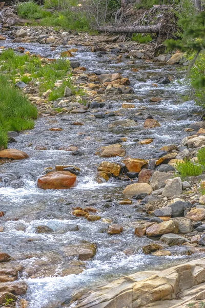 Rochas coloridas vistas em riacho ventoso — Fotografia de Stock