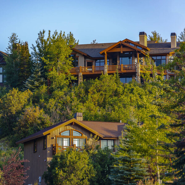 Homes on the edge of a hill in Park City