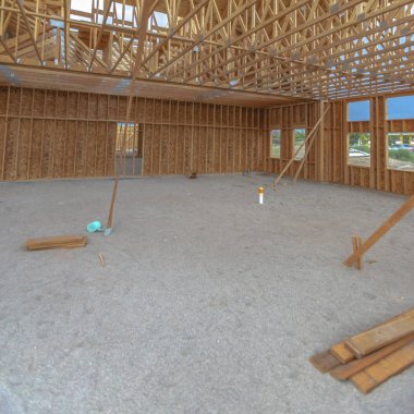 Bina inşaat alanı geniş açı uzun görünümü