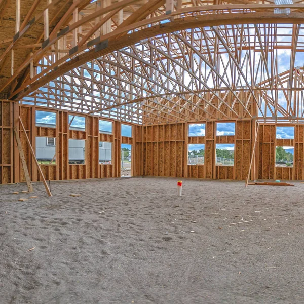 Panorama of construction zone interior square