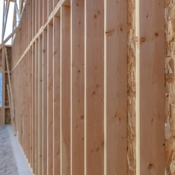 Wall beams with ply wood wall under construction — Stock Photo, Image