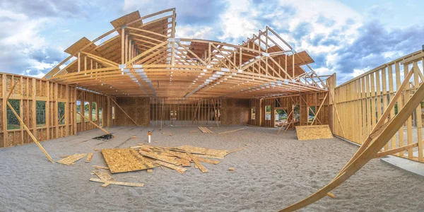 Wide angle building under construction square