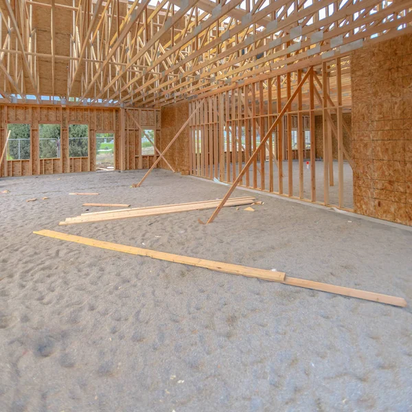 Wide angle construciton site interior square — Stock Photo, Image