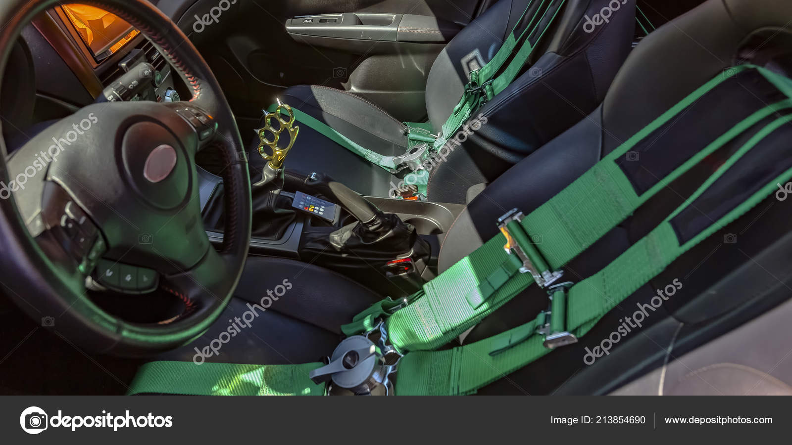 Driver And Passenger Seat Of A Car Interior Stock Photo