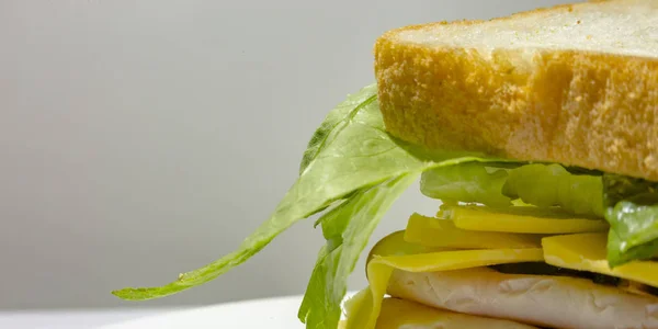Nahaufnahme köstlicher Sandwiches unter hellem Licht — Stockfoto