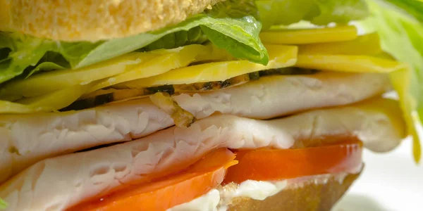 Tomatenfleischkäse und Salat auf einem Deli-Sandwich — Stockfoto