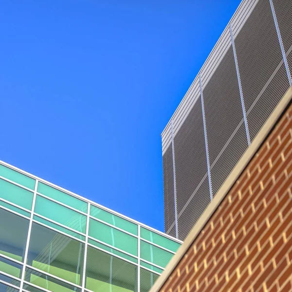 Buildings in Salt Lake City against clear blue sky