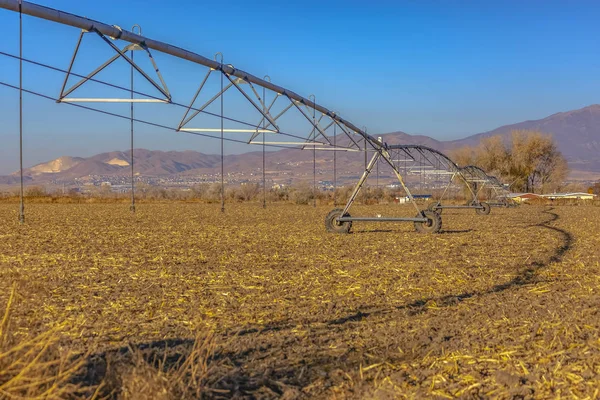 Szeroki kąt widzenia center pivot system nawadniania — Zdjęcie stockowe