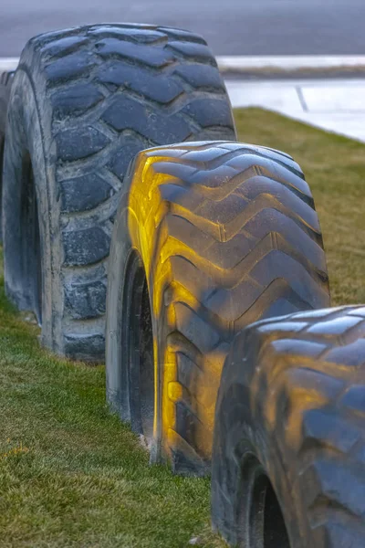 Close up recycled tire playground in Utah Valley — Stock Photo, Image