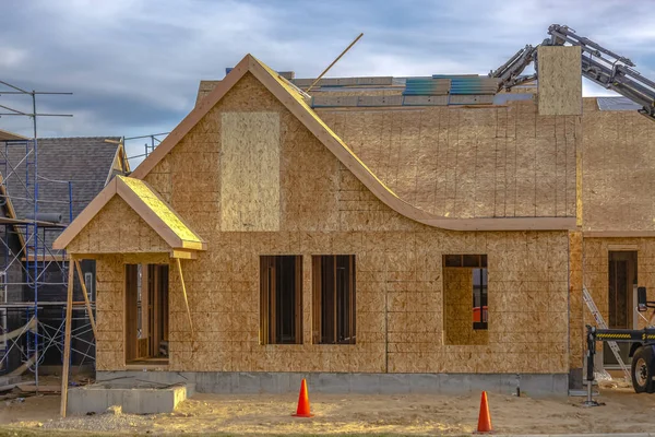 Haus Bau Utah Tal Mit Kegeln Einem Kran Und Anderen — Stockfoto