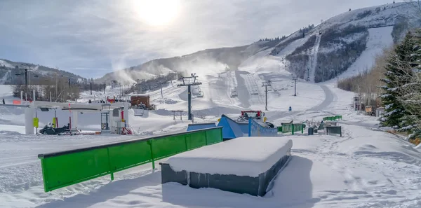 Park City Utah skiing resort on a sunny winter day