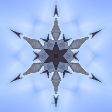 Açısal sivri star Emlak fotoğraf yaptı. Geometrik kaleydoskop desen simetrisi yansıma yansıtılmış ekseninde. Reklam arka plan veya arka plan için bir duvar kağıdı olarak renkli şekiller.