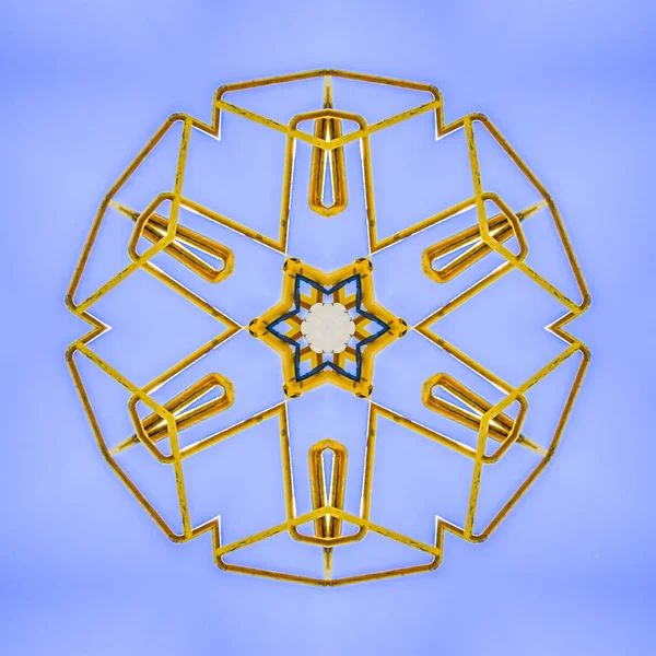 Abstraktní Železniční Traktoru Staveništi Geometrické Kaleidoskop Vzorek Zrcadlené Osy Symetrie — Stock fotografie